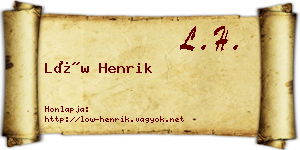 Löw Henrik névjegykártya